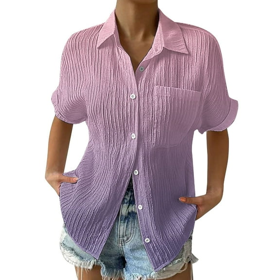 Seductiva Button Shirts for Women 2025 NeWomen Women's Cotton and Linen Shirt Short Sleeve Top Business Casual Work Tops Fashion Basic Tees