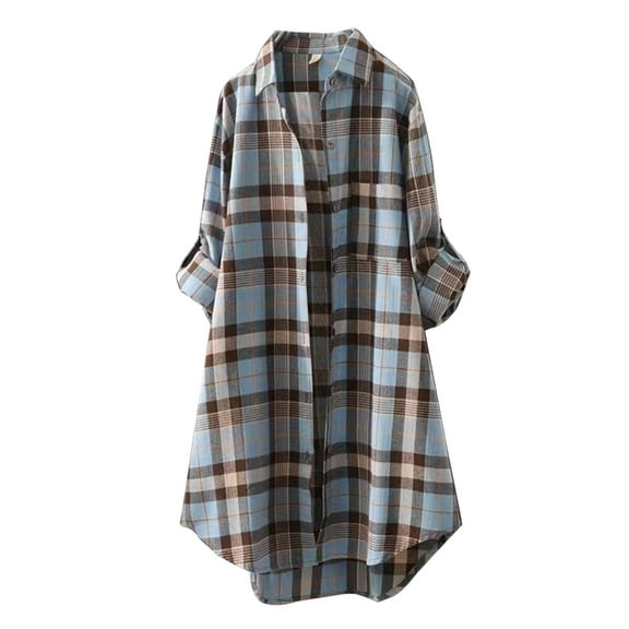 Seductiva Women's Dress Shirts Long Sleeve Flower Pattern Printed Women Women's Lapel Neck Casual Cotton and Linen Long Sleeve Shirt Wrinkle-Free Solid Work Blouse Womens Summer Tops