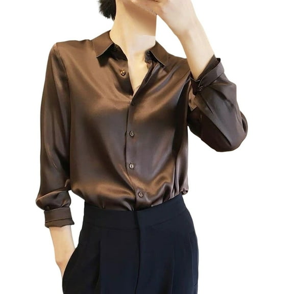 Seductiva Button Shirts for Women Summer Sun Casual Loose Button Women Shirts Long Sleeve Solid Color Shirts Tops Business Casual Work Tops Fashion Basic Tees