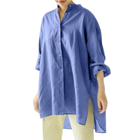 Seductiva Button Shirts for Women Women's Oversized Linen Shirts Blouses Tops Long Sleeve High Up Shirts Business Casual Work Tops Lightweight Soft
