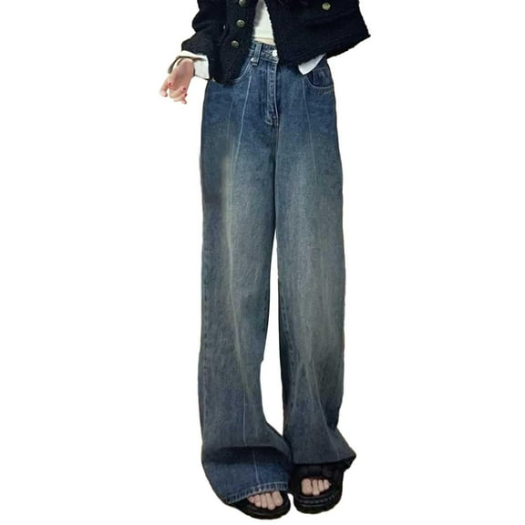 Seductiva Casual Pants for Women Baggy Jeans for Women High Waist Jeans Vintage Loose Wide Leg Denim Pants Teen Girls Hiphop Streetwear Beach Pants Loose Fit