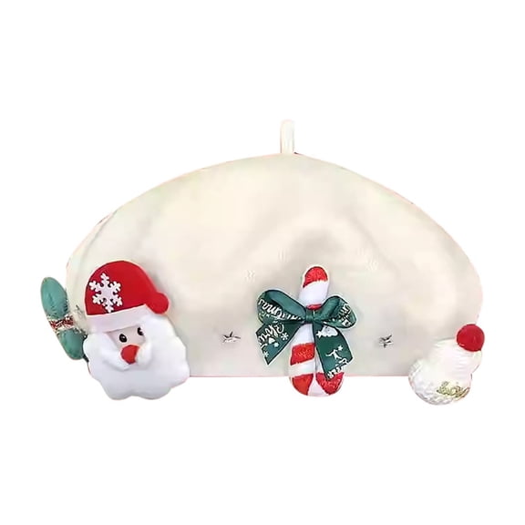 Seductiva Christmas Hats Christmas Berets Women's Fashion Cute Christmas Beret Cap With Decoration Shiny Artist Hats M