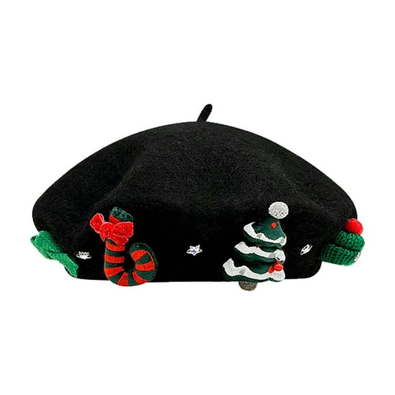 Seductiva Christmas Knitted Santa Hats Christmas Berets Women's Fashion Cute Christmas Beret Cap With Decoration Shiny Artist Hats M