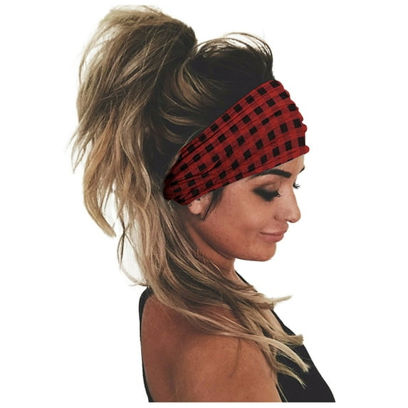 Seductiva Christmas Party Decorations Women Print Headband Elastic Head Wrap Hair Band Bandana Headband Red
