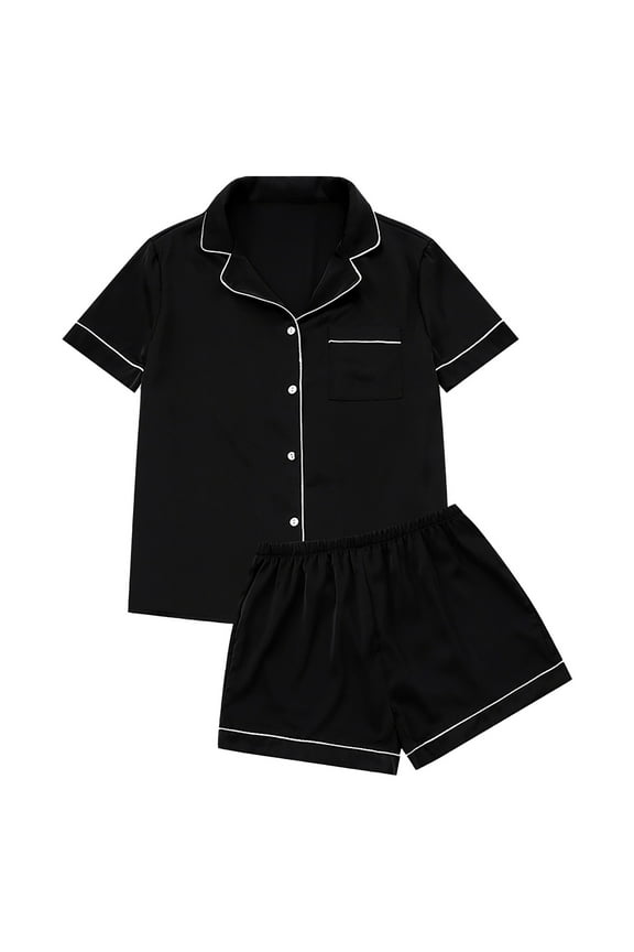 Seductiva 2 Piece Lounge Pjs Satin Silk Loungewear Sets Sleepwear Womens Set Button Down Pajamas Two Piece Women Suits Sets Two Piece Soft Sleepwear