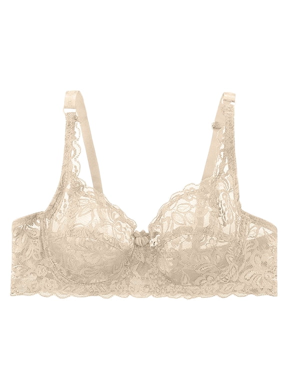 Seductiva Clothing Bras for Women Womens Underwire Bra Lace Floral Bra Unlined Unpadded Plus Size Full Coverage Bra
