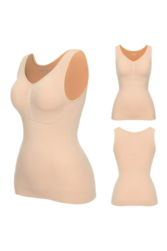 Seductiva Clothing Camisole Tank Tops for Women Women Shapewear Tank Tops Seamless Vest Body Shaper Tank Top with Chest Pads Shapewear Tummy Control