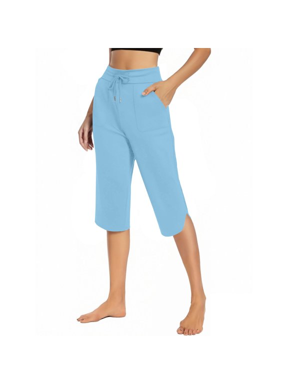Seductiva Casual Pants for Women Women's Solid Color Split Yoga Cropped Pants