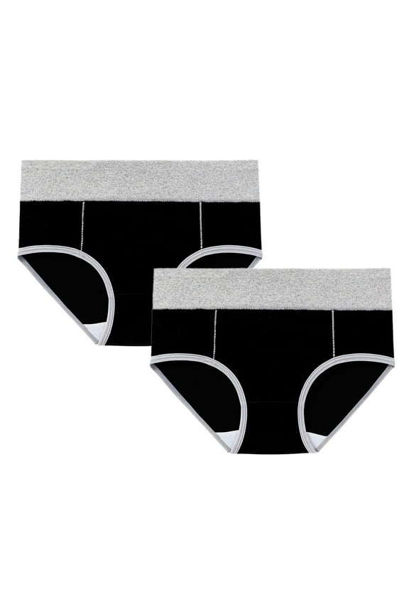 Seductiva Clothing Cotton High Waisted Soft Womens Women's Cotton Underwear High Waist Briefs Soft Underpants Ladies Full Coverage 2 Pack