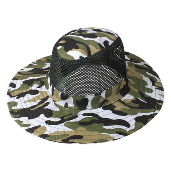 Seductiva Bucket Hats Summer Fishing Sunshade Hat Outdoor Camouflage Breathable Sandal Hat Western Cowboy Sunshade Hat Net Hat