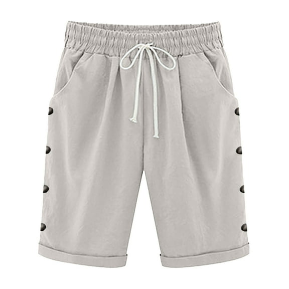 Seductiva Clothing Womens Workout Shorts Shorts for Women Knee Length Plus Size Summer Elastic Waist Beach Long Shorts with Pockets