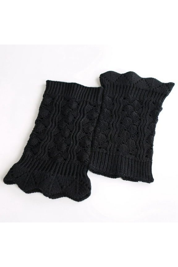Seductiva Clothing Leg Warmer Knee Sleeves for Men and Women Women Fashion Crochet Solid Color Knitted Lace Trim Boot Cuffs Toppers Short Soft Leg Socks Outfit Fashion Leg Socks