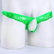 Seductiva Clothing Mens Thong G-String Underwear Hot Men Lingerie Floral Lace Mesh Semi See-through Briefs Bikini Underwear Stretch Panties