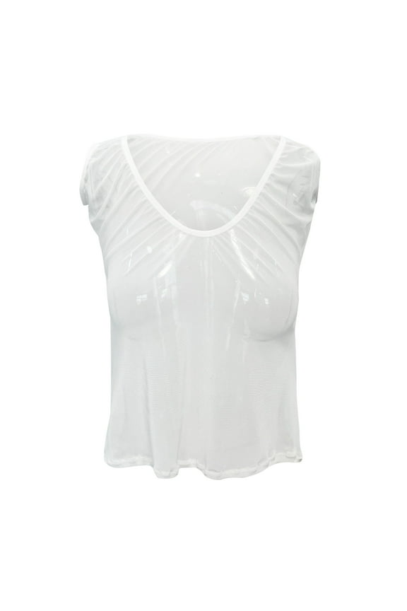 Mesh Crop Top for Women Sleeveless Casual Tops See Through Women's Mesh Crop Sheer Shirt Short T Intimates