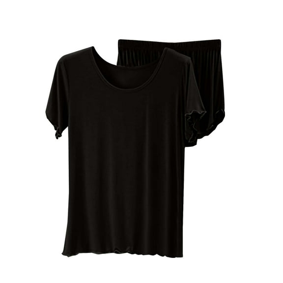 Seductiva Clothing Nightgowns for Women Women's Summer Cotton Short Sleeved T Shirt for Women Loose Large Size Bottoming Shirt Ear Side Top Shorts Two Piece Pajamas Pajamas Set
