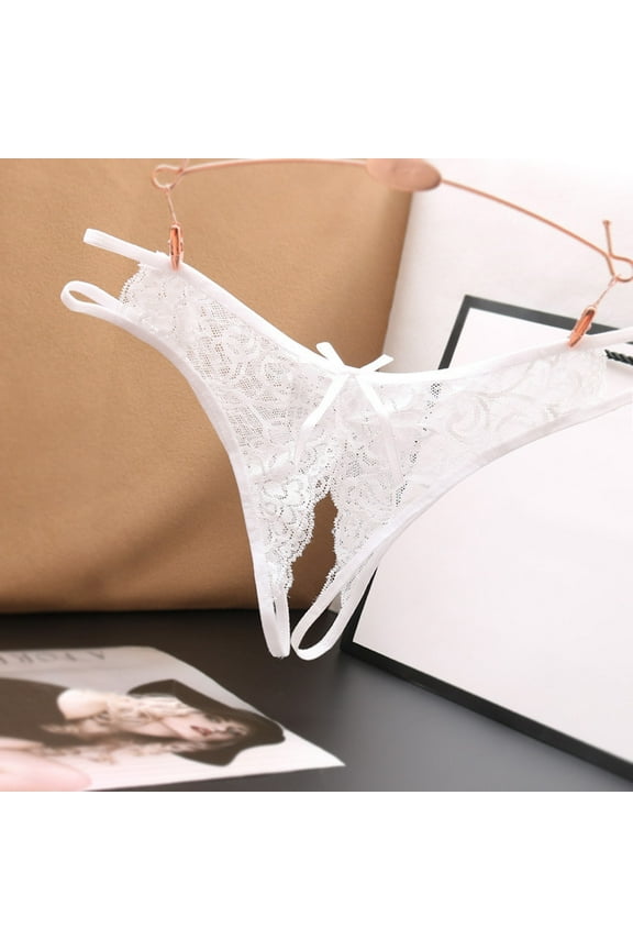 Seductiva Clothing Panties for Women Women's Lace Underpants Open Crotch Panties Low Waist Briefs Underwear Ladies Panties