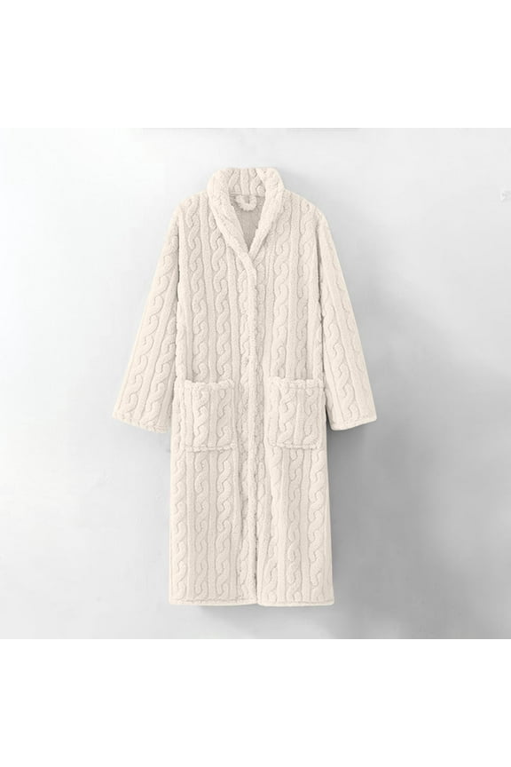 Seductiva Clothing Robes for Women Womens Long Fleece Robe Fuzzy Cozy Warm Bathrobe Shawl Collar Spa Robe Laddies Textured House Coat Soft Lightweight