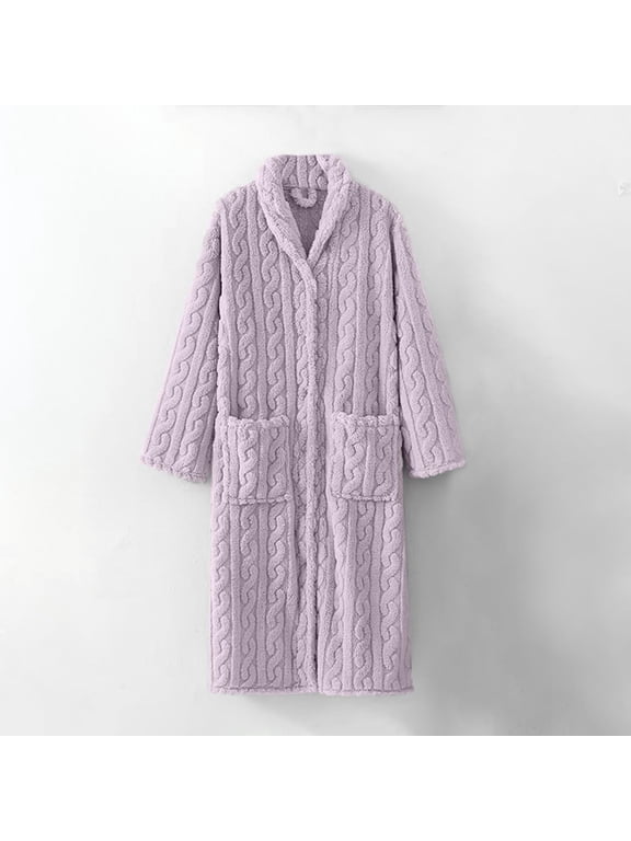 Seductiva Clothing Robes for Women Womens Long Fleece Robe Fuzzy Cozy Warm Bathrobe Shawl Collar Spa Robe Laddies Textured House Coat Soft Lightweight