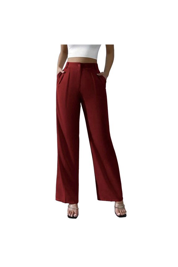 Seductiva Clothing Today Women's Casual Pants Women's Suit Pants Elegant Solid Color High Hanging Wide Leg Pants Straight Leg Pants