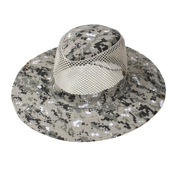 Seductiva Sales Unisex Bucket Hat Summer Fishing Sunshade Hat Outdoor Camouflage Breathable Sandal Hat Western Cowboy Sunshade Hat Net Hat Summer Beach Hats 1PC