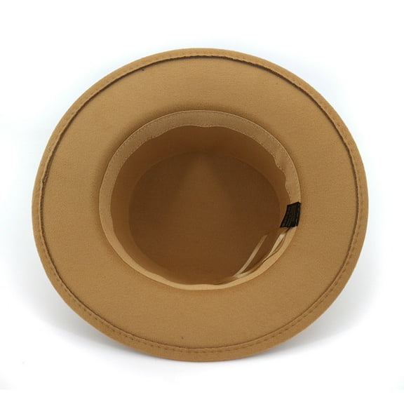 Seductiva Clothing Unisex Sun Hat Unisex Wide Brim Wool Belt Felt Flat Top Fedora Hat Party Trilby Hats Cap Summer Beach Sun Hat 1PC