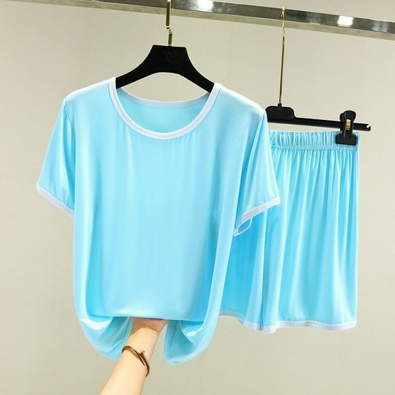 Seductiva Sales Women Casual 2 Piece Outfit Women's Pajama Sets 2 Piece Sleepwear Tops and Sleep Shorts Set Soft Set with Pockets Summer