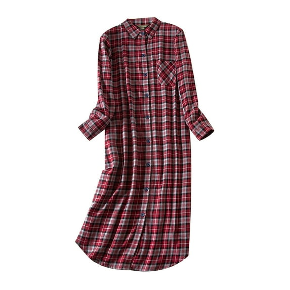 Seductiva Clearance Sales Women Nightgowns & Sleepshirts Women's Autumn and Winter Extra Long Velvet Cotton Pajamas Cardigan Shirt Nightgown Pajama Dress