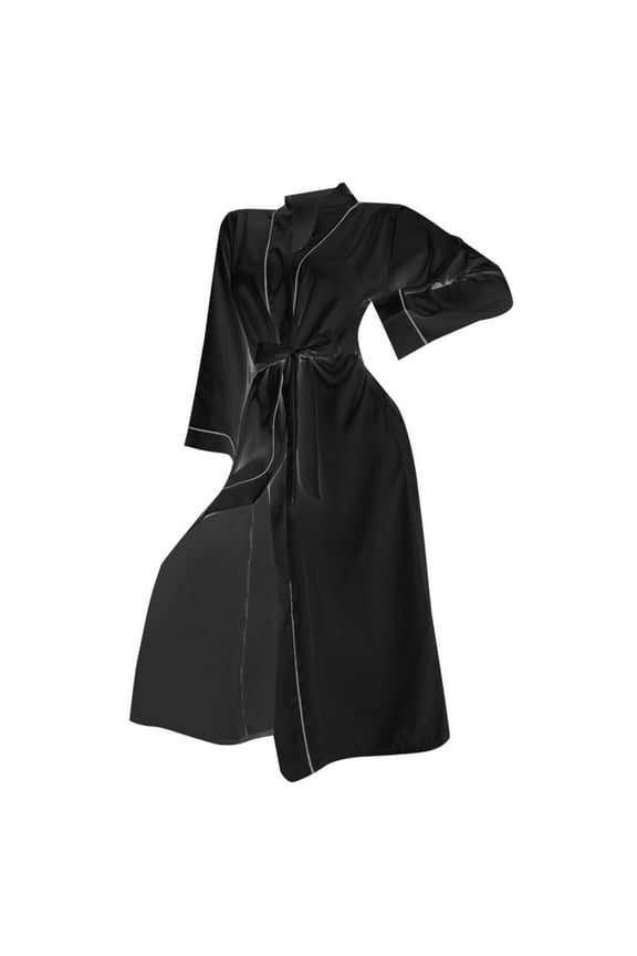 Women's Lightweight Robe Long Ice Silk Nightgown Summer Thin Fashion Simple Home Clothes Women Cardigan Bathrobe Soft Lightweight