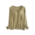 thumbnail image 1 of Seductiva Clothing Womens Nightgown Cotton Sleepwear Women's Long Sleeve Sleep T Shirt Basic Layer Stretchy Shirts Neck Pajama Top, 1 of 3