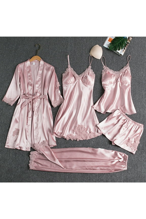 Short Sleeve Pj Set Sexy Wireless Rimless Pajamas Lace Nightdress Silk Underwear Women Sleepwear Sleepwear Pjs Sets Lounge Set