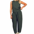 thumbnail image 1 of Seductiva Clearance Sleepwear for Women Striped 2 Piece Pants Sets for Women Y2K Gingham Outfits Sleeveless Tank Top and Wide Leg Barrel Pants Suits, 1 of 5