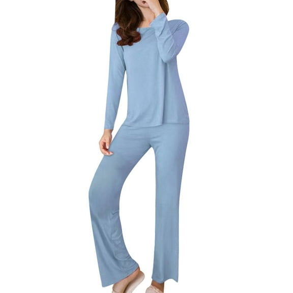 Seductiva Thermal Underwear Women Ultra-Soft Set Warm Underwear Women Winter Long Sleeve Chest Pad Spring and Autumn Solid Color Base Set Large Size Pajamas Two Piece Set