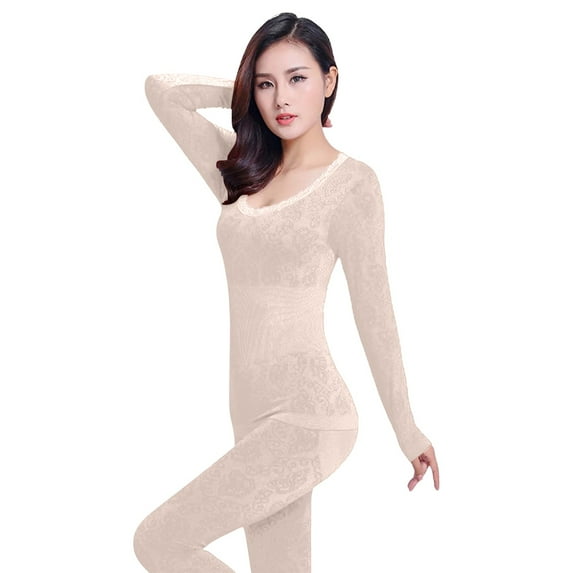 Seductiva Thermal Underwear Women Ultra-Soft Set Womens Thermal Underwear Set Long Winter Clothes Base Layer Cuddle Top and Bottom Thermals Sets Base Layer Top & Bottom Long Johns