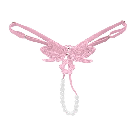 Seductiva Clearance Underwear for Women Womens Transparent Hot Embroidered Pearl Massage T Pants Open Crotch Thong Panties Soft Strech Ladies Breathable