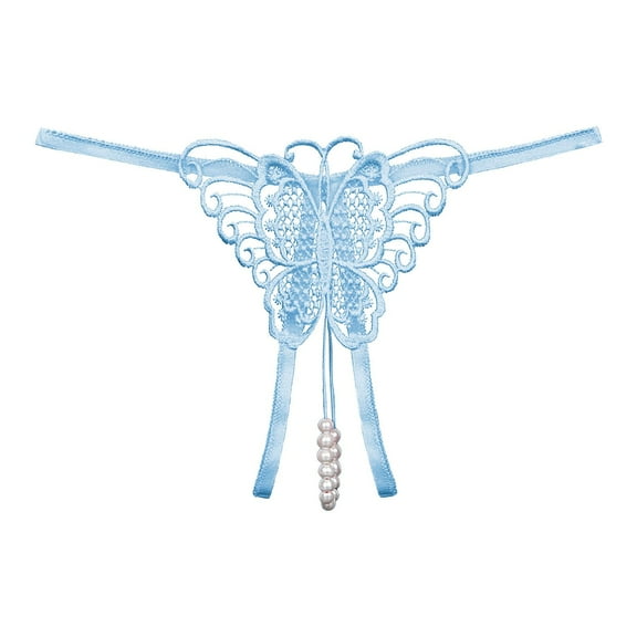 Seductiva Clearance Underwear for Women Fashion Women Underwear Cutout Pendant Pearl Beads Butterfly G String Thong Underpants Breathable Thong
