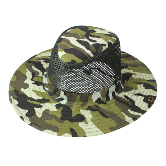 Seductiva Bucket Hats Summer Fishing Sunshade Hat Outdoor Camouflage Breathable Sandal Hat Western Cowboy Sunshade Hat Net Hat