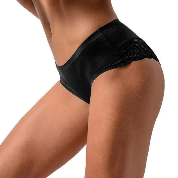 Seductiva Clearance Women's Cotton Bikini Panties Women's Low Waist Mesh Briefs Solid Color Cotton Crotch Underwear Panties Breathable Thong