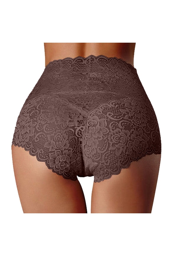 Seductiva Women's Cotton Underwear New High Waist Underwear Women's Thin Hollow Lace Ladies Panties Pure Cotton Crotch Large Size Belly Briefs Soft Briefs