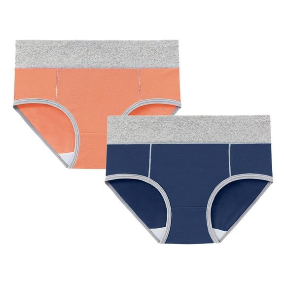 Seductiva Women's Cotton Brief Underwear Women's Cotton Underwear High Waist Briefs Soft Underpants Ladies Full Coverage 2 Pack High Waisted