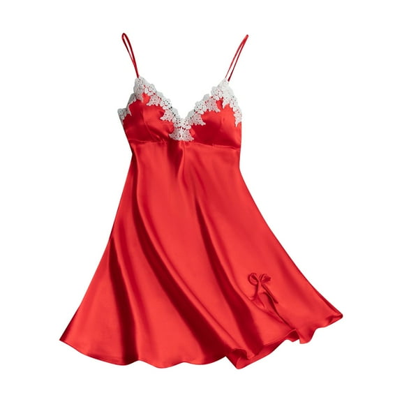 Seductiva Clothing Women's Nightgown Sleepwear Nightdress Women's Summer Lace Suspender V Neck Loose Oversized Sleep Wear for Women Casual Print Sleepdress