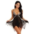 thumbnail image 1 of Seductiva Clearance Women's Nightshirt Soft Lingerie for Women Front Closure Babydoll Lace V Neck Mesh Sleepwear Lingerie Casual Print Sleepdress, 1 of 3