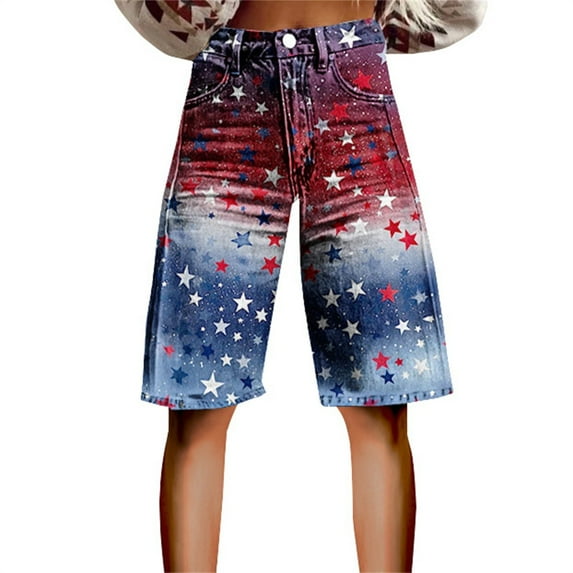 Seductiva Clothing Women's Original Shorts Independence Day Denim Shorts for Women â Patriotic American Flag Design High Waisted Comfortable & Stylish for Summer Bbqs and Outdoor Activities