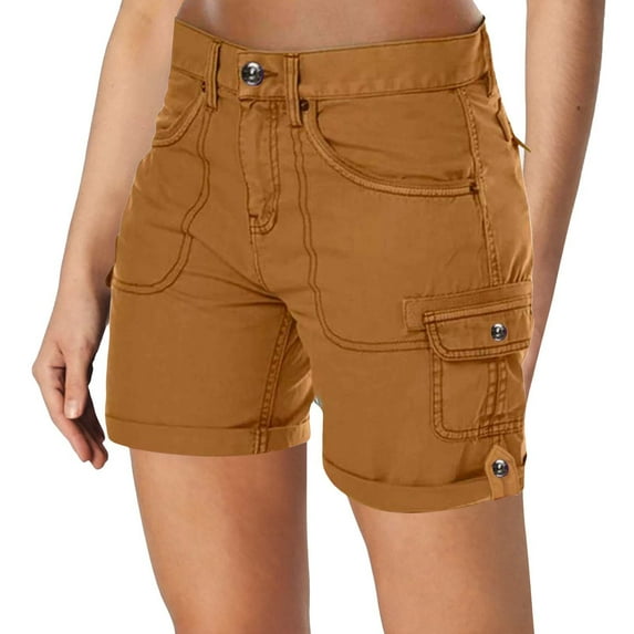 Seductiva Women's Original Shorts Women's Fashionable and Casual Retro Outdoor High Waist Solid Color Pocket Pants