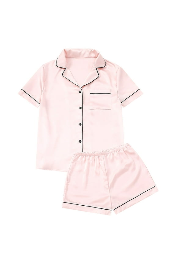 Women's Pajama Set Satin Silk Loungewear Sets Sleepwear Womens Set Button Down Pajamas Two Piece Women Suits Sets Two Piece Soft Sleepwear