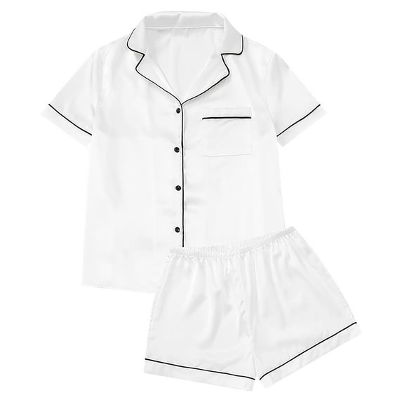 Seductiva Women's Pajama Set Satin Silk Loungewear Sets Sleepwear Womens Set Button Down Pajamas Two Piece Women Suits Sets Two Piece Soft Sleepwear