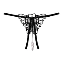 Seductiva Women's Panties Fashion Women Underwear Cutout Pendant Pearl Beads Butterfly G String Thong Underpants Low Rise G-String Briefs