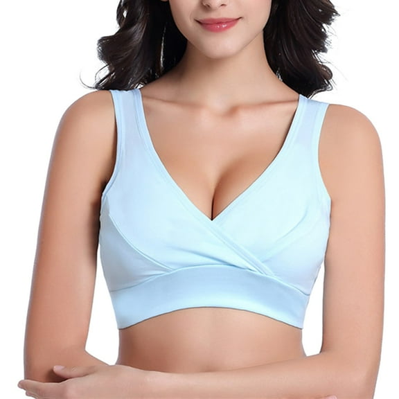 Seductiva Clothing Women's Smooth Cotton T-Shirt Bra Womens Nursing Maternity Bra Front Wraps Breathable Wire Sleep Nursing Bra Breastfeeding Tank Maternity Bras Comfort Fit Full-Coverage Bra