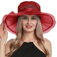 thumbnail image 1 of Seductiva Clothing Womens Mens Wide Straw Panama Hat Women's Vintage Mesh Hat Floral Shade Holiday Brim Top Hat Straw Hat for Women 1PC, 1 of 4