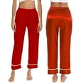 thumbnail image 1 of Seductiva Clothing Womens Pajama Pants Women Sleepwear Long Pants Strap Nightwear Lace Trim Satin Cami Pant Pajama Soft Stretchy Comfy Lounge Pants, 1 of 6