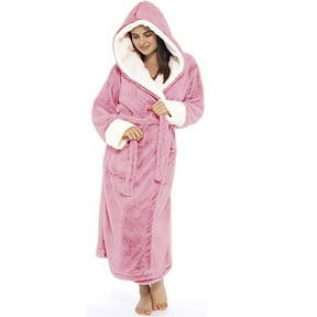 Seductiva Clothing Womens Plush Soft Robe Women Winter Plush Lengthened Shawl Bathrobe Home Clothes Long Sleeved Robe Coat Shower Spa House Long Robe for Women